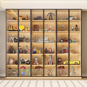 Meuble de rangement moderne en bois XHA avec portes vitrées, cinq niveaux, grande capacité, étagère de présentation, organisateur de salon - Product Image 4