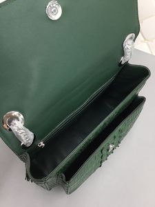 Sac à main vert en cuir de crocodile, avec bandoulière chaîne, un sac élégant pour femme pour les trajets quotidiens - Product Image 2