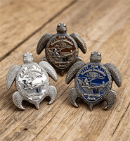 Pièce commémorative personnalisée en métal émaillé dur multicolore, pièce de défi tortue de mer 3D, souvenir de conférence