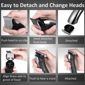 プロ仕様 電動コードレス USB充電式 ウェット/ドライ対応 調整可能 ひげ/ヘアトリマー クリッパー用 ステンレス鋼刃 家庭用 - Product Image 6