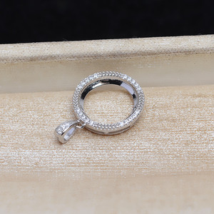 Pendentif en argent 925, cercle de 12.5mm avec bordure en diamant pour la fabrication de bijoux DIY, plateau vide semi-fini JG5306 - Product Image 4