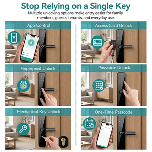 Çin Toptan Akıllı Kapı Kilidi Dijital Parmak İzi Şifreli IC Kart Anahtarlı Kilit Açma Tuya WiFi TTlock Klasik Akıllı Kilit Su Geçirmez - Product Image 3