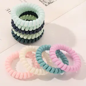 40 couleurs Nouvelle mode Femmes Réutilisable Colorful Ponytail Phone Wire Coil Elastic Hair Tie Band Rope For Girls
