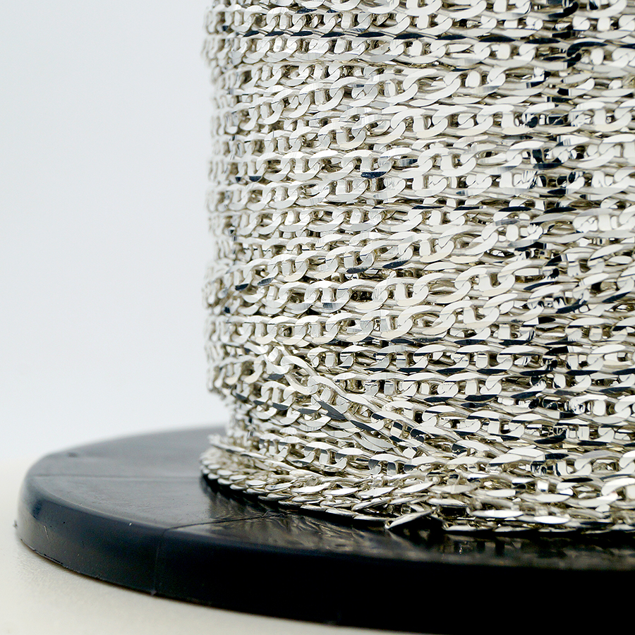Wholesale Curb 925 Sterling Silver Chains for Jewelry Making