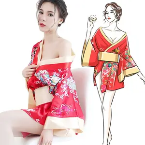 מסורתי יפני קימונו סגנון חלוק הלבשה תחתונה קוספליי נשים של סקסי הלבשת תלבושות משי פיג 'מה סרבל תינוקות כתונת לילה