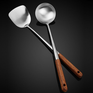 304 Stainless Steel Wok Spatula Rosewood Handle Kitchen Cooking Utensil Set For Stir Fry And Serving - Product Image 1