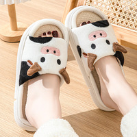 Anti-Skip Intérieur Maison pour Pantoufles pour Femmes Filles Respirant Vache-Design Chaussures De Maternité Antidérapant PVC Semelles Extérieures À La Mode Plat
