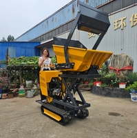 Mini-dumper sur chenilles à bas prix avec chariot élévateur, chenilles en caoutchouc, capacité de charge de 500 kg, moteur à essence