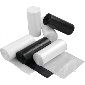 Bolsas de basura negras en rollo para residuos domésticos, bolsas de plástico con bolsillo plano, calidad de exportación, Vietnam, buen precio. - Product Image 1
