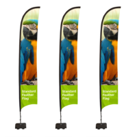 Drapeaux rectangulaires exposition publicitaire drapeau de plage en plein air drapeaux de plumes promotionnels avec base d'eau