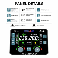 ZOJAN Nouvelle Conception 0.8mm 6-en-1 220V Poste à Souder Inverter Portable 120A avec Capacités TIG/MMA/MAG