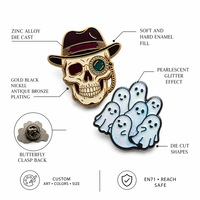 Pins de revers en émail gothiques personnalisés pour Halloween, en alliage de zinc, motif fantôme effrayant, badge métallique, logo, pour casque de sécurité, sac à dos, veste, cadeau, souvenir