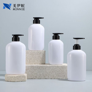 ขวดพลาสติกสีขาวมินนี่ ขนาด 300 มล. 400 มล. 500 มล. 600 มล. พร้อมหัวปั๊มสำหรับแชมพู โลชั่นทาผิว และเจลอาบน้ำ - Product Image 1