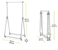 Porte-vêtements pliable réglable en hauteur sur roulettes, séchoir à linge pliable