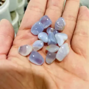 Atacado pedra preciosa natural cristal de cura azul chalcedony pedra tumblr azul renda agate