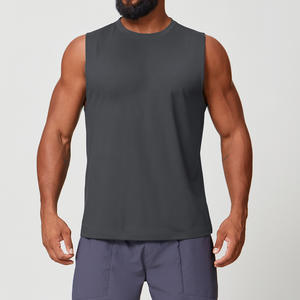<span class=keywords><strong>Débardeur</strong></span> sans manches pour hommes athlétisme Yoga Fitness solide respirant évacuant l'humidité course à pied plaine entraînement Gym basket-ball débardeurs pour hommes - Product Image 3