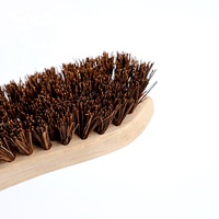 Brosse en crin de cheval en soie brune Brosse à paume Manche en bois Tampico Poils de palmyre Raclette de sol barbecue et endroits Fibre de palmyre