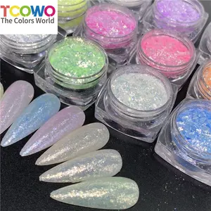 Wholesale bulk colorful Ultra thin Diamond Magic Mirror Sparkle natural mica flake Irregular opal Nail flakes Aluminum flake For