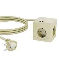 Toma de corriente universal EU Cube con protección contra sobretensiones Múltiples salidas con 3 puertos de carga USB Regleta de alimentación extendida inteligente