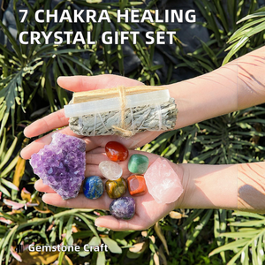 Set de 7 Piedras Preciosas de Chakra, Cristales Curativos de Reiki, Cuentas Talladas en Forma de Corazón, Pulseras, Caja de Cristal para Regalos - Product Image 2