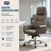 Chaise de bureau ergonomique en cuir moderne à marque privée avec base chromée et fonctions réglables pour le bureau à domicile et l'usage gouvernemental