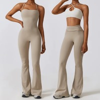 Combinaison de sport évasée une pièce pour femme, effet push-up fessier, personnalisable avec logo, pour fitness et yoga, vente en gros