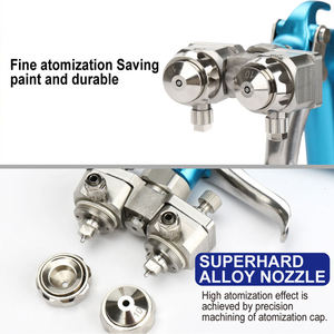 Pistolet de pulvérisation à double buse <span class=keywords><strong>Prona</strong></span> MRS-2R 1,3 mm, pistolet de pulvérisation à air à double tête, pistolet de pulvérisation de peinture nano chrome haute pression HVLP - Product Image 3