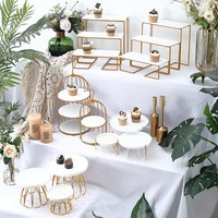 Ensemble de 14 pièces, décoration de mariage de luxe, buffet, présentoir de desserts, stand de présentation de gâteaux en métal pour le goûter