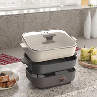 Casserole électrique RAF 4,5L 6L, antiadhésive, portable, multicuiseur, verre/aluminium, usage domestique, steak, prise électrique