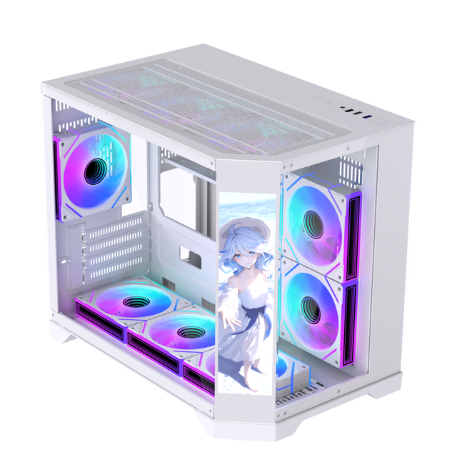 Lovingcool New Style Oversize 9.16Inch LCD Screen Mid Tower Gaming Micro ATX Mini ITX Computer PC Case Support ARGB Cooling Fans
