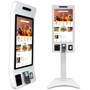 Restaurant Mcdonalds Kiosk 21.5 23.6 24 27 32 Inch Self Service Ordering Payment Kiosk Touch Screen QR Code Scanner Printer