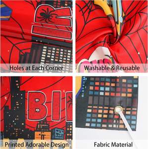 Telón de Fondo para Cumpleaños Número 4 con Diseño de Telaraña Roja, Decoración para Fiesta de Cumpleaños, Fondo para Fotos en Rojo y Azul - Product Image 6