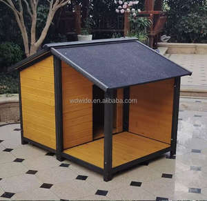 บ้านสุนัขไม้บ้านสุนัขฉนวนกันความร้อนกลางแจ้งกันน้ำพร้อมหลังคาและหน้าต่างแบบพับขึ้นได้ - Product Image 4