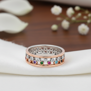 Silver Mix Plated Color Colorful Mix Zircon <b>Stone</b> <b>Two</b> <b>Rings</b> Together Wholesale Turkish 925 Sterling Silver Jewelry - Product Image 3