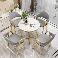 Ensemble de salle à manger 1 table 4 chaises, mobilier d'hôtel, restaurant, café, boutique, réception, table ronde, chaise en cuir