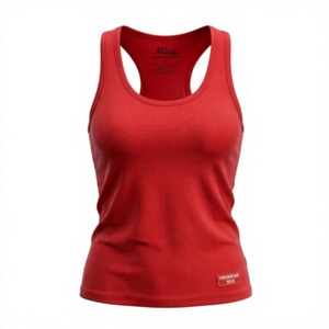 Camiseta sin mangas sexy para mujer, totalmente personalizada, de color liso, con cuello redondo, tejida, transpirable, informal, sin mangas, con parte delantera de spandex y algodón, deportiva - Product Image 5