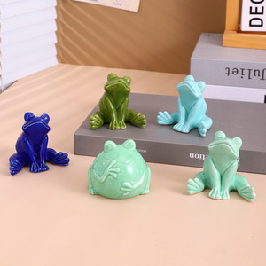 Figuras de ranas de cerámica Suo Jun, decoración de animales en miniatura para el hogar, escritorio, adorno para acuario, estilo minimalista moderno - Product Image 4