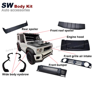 Kit Carrozzeria Widebody in FRP, Cofano, Paraurti Anteriore, Parafango, Spoiler Anteriore/Posteriore/Tetto, Aggiornamento 2018-2022 Stile LB in Fibra di Vetro per Suzuki Jimny <span class=keywords><strong>SW</strong></span> - Product Image 2