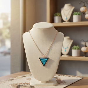 Turquoise Stone Design Triangle Forme Collier Pendentif Turc En Gros Fabriqué À La Main 925 Bijoux En Argent Sterling - Product Image 2
