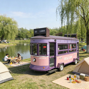 Remolque de Comida Estilo Lisboa Vintage, Color Morado, Carrito Móvil para Venta Ambulante con Estación de Cocina Completa - Product Image 1