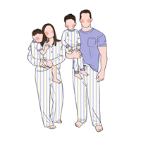 Piyama Bambu Keluarga Seragam Motif Garis untuk Orang Tua dan Anak, Desain Khusus 2026, Populer, 2 Potong Set Celana Pendek untuk Anak