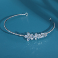 Serre-tête de mariée en zircone cubique à 4 fleurs dégradées, diadème de mariage en cristal taille poire, couronne latérale brillante, bijoux de cheveux, vente en gros