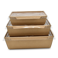 Biodégradable Jetable en papier kraft à emporter boîte d'emballage de Salade De Fruits boîte à lunch avec couvercle Transparent