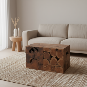 Solid Teak Coffee <b>Table</b> Rustic Handmade Living Room Furniture <b>Brown</b> D0100HE7SCA - Product Image 2