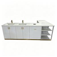 Meuble-lavabo intégré blanc moderne avec vasque pour salon de beauté, onglerie, spa, hôtel, chambre à coucher