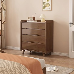 Shulin Furniture Five Drawer Chest Solid Wood <b>Storage</b> <b>Cabinet</b> Walnut Color Bedroom Dresser - Product Image 3