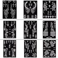 MOQ 10 pièces, Personnalisable, Pochoirs au henné en papier et PVC pour l'art corporel musulman, Tatouages temporaires pour mains, pieds et bras, pour application par trempage, Cadeaux de fête