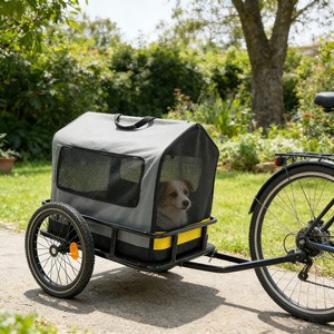Remorque de vélo <span class=keywords><strong>pour</strong></span> chien, acier carbone, tubes carrés, suspension indépendante, pneus gonflables de 16 pouces, légère, facile à utiliser. - Product Image 1