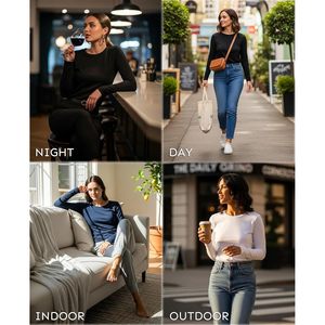 FOXA T-shirt à manches longues en coton pour femme, hauts de sport extensibles, plusieurs couleurs - Product Image 5