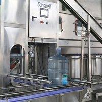 Machine d'emballage automatique Sunswell en acier inoxydable et plastique pour seaux, 300 BPH, remplissage et bouchage haute précision 0,05 %, 5 gallons
